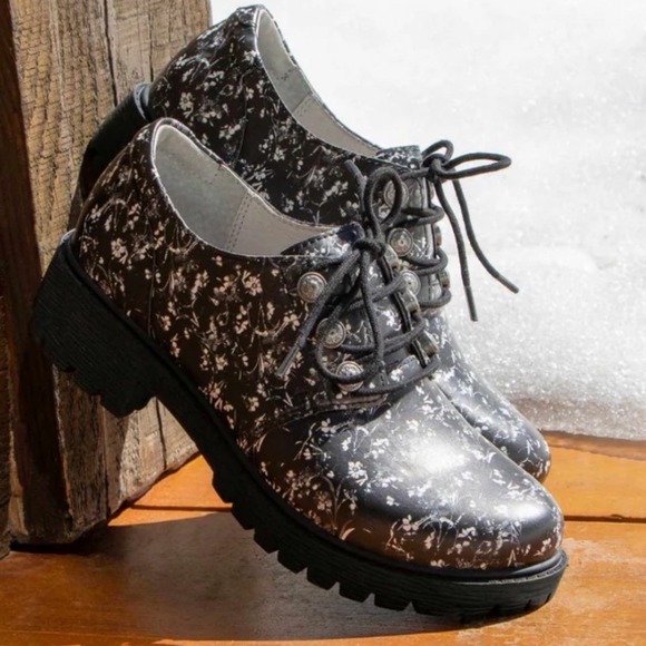 Alegria Resa Grey Gradens Shoe Leather Oxford Shoes Lug Sole  Womens 41 10.5-11 - Picture 2 of 9